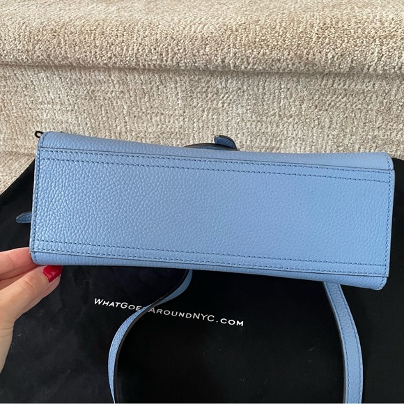 Gucci Marmont Top Handle Blue Pebbled Calfskin Leather Crossbody Satchel Handbag - Picture 6 of 10